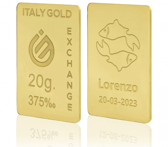 9 Karat Fische Tierkreiszeichen Goldbarren aus 20 g IGE GOLD